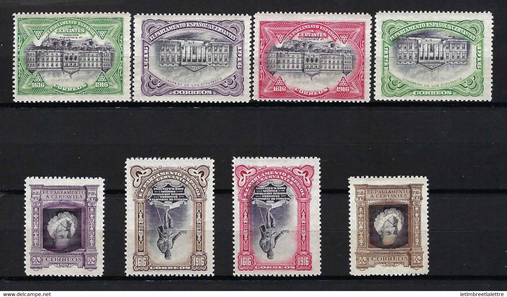 ⭐ Espagne - Service - YT n° 12 à 19 a * - Neuf avec charnière - Centre renversé - 1938 ⭐