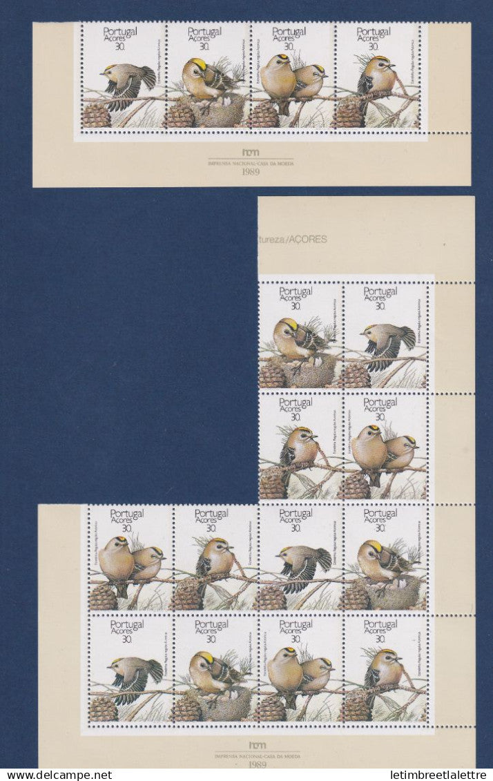 Açores - YT n° 387 à 390 ** - Neuf sans charnière - Feuille non complète - 1989
