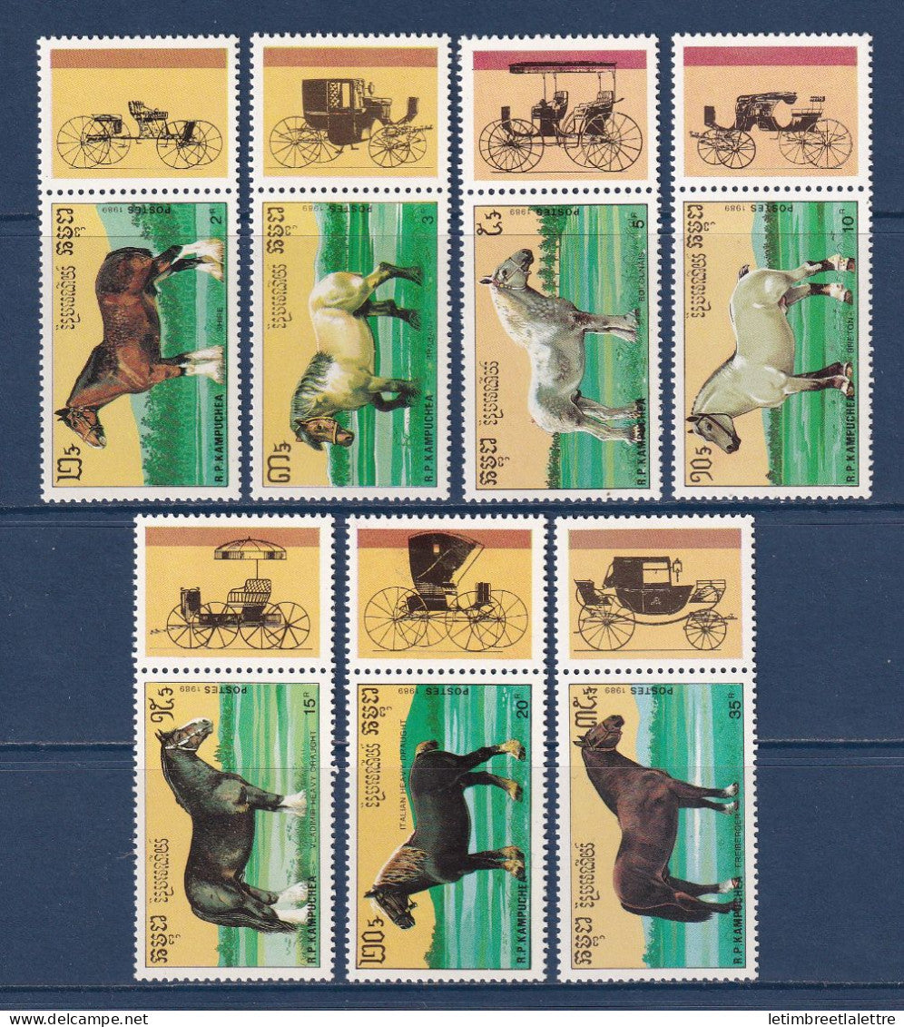 Kampuchéa - YT n° 878A à 878G ** - Neuf sans charnière - Chevaux de trait - 1989