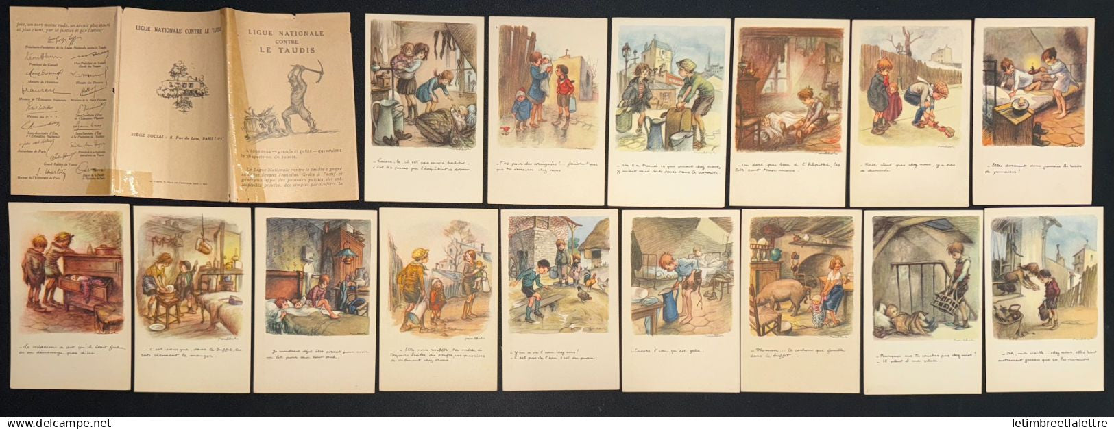 France - Carte postale - Ligue nationale contre le taudis - 15 cartes avec pochette - Poulbot