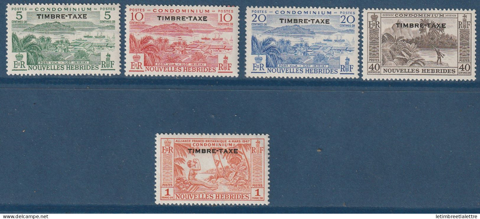 Nouvelles Hébrides - Taxe - YT n° 36 à 40 ** - Neuf sans charnière - 1953