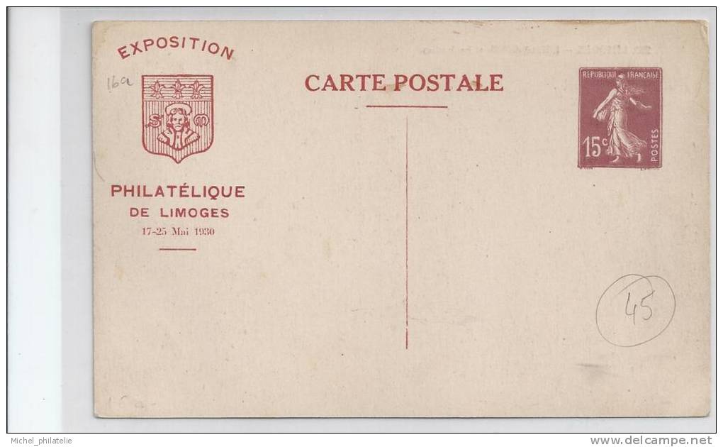Carte postale G1 a expo philatelique de Limoges