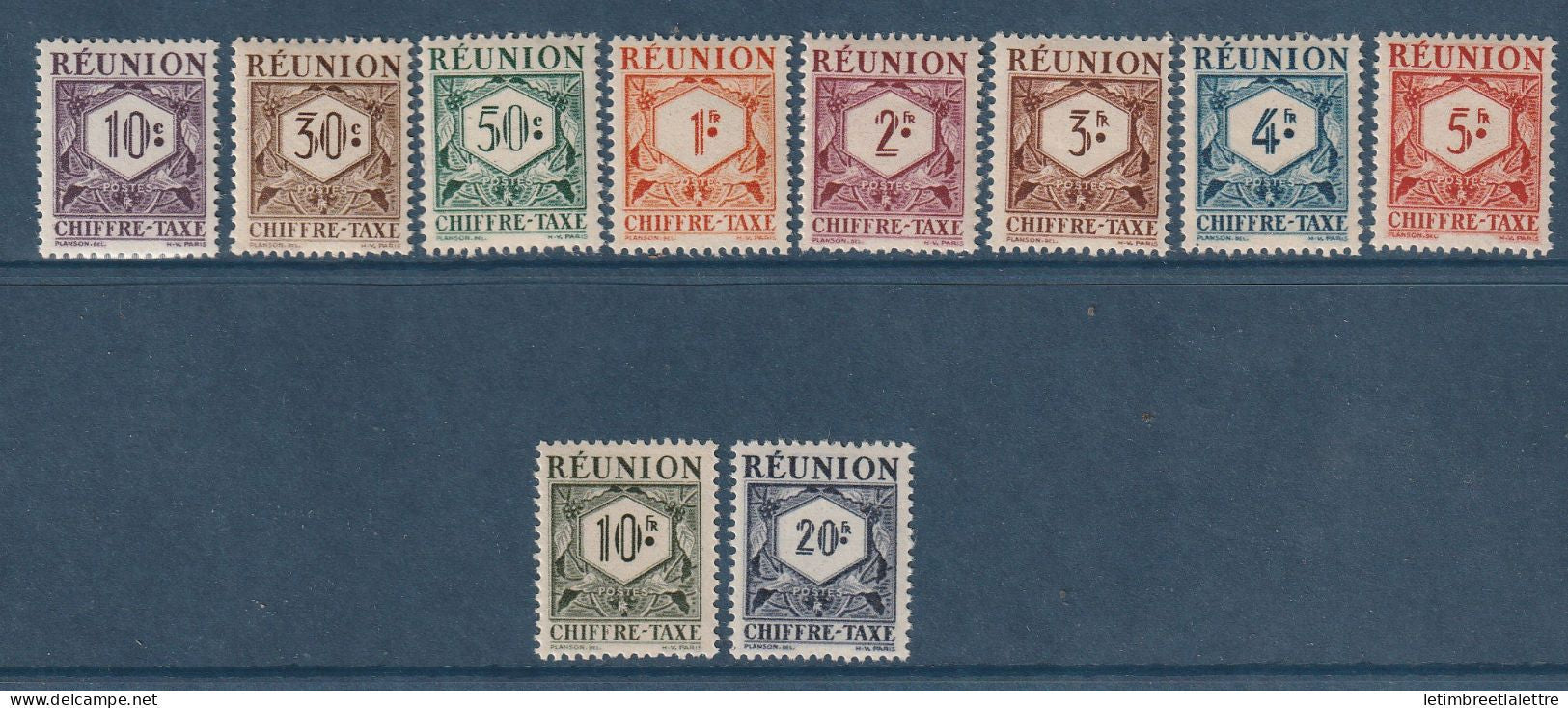 Réunion - Taxe - YT n° 26 à 35 ** - neuf sans charnière - 1947