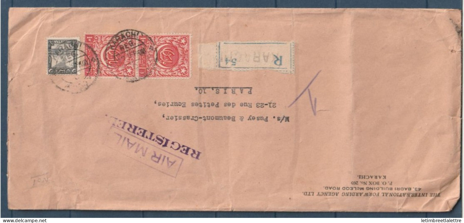 Pakistan - recommandé en 1950 - Karachi pour Paris