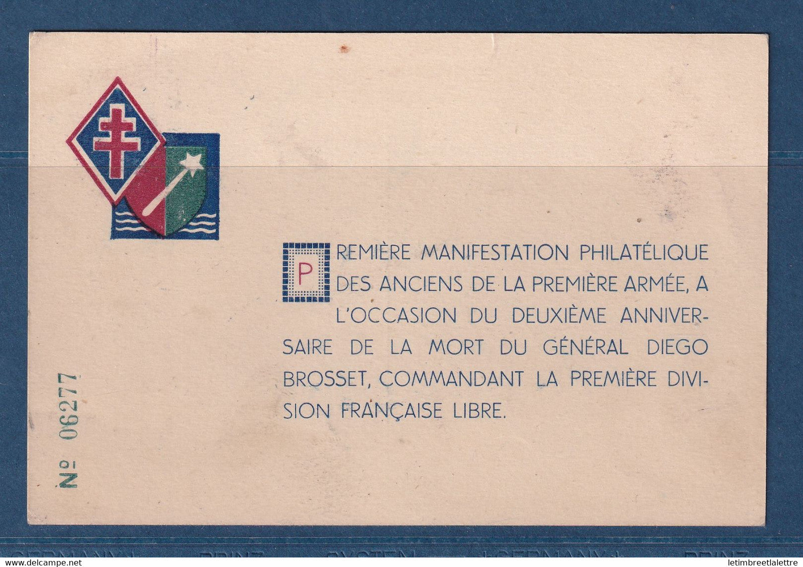 ⭐ France - exposition philatélique de Lyon sur carte de France Libre - 1946 ⭐