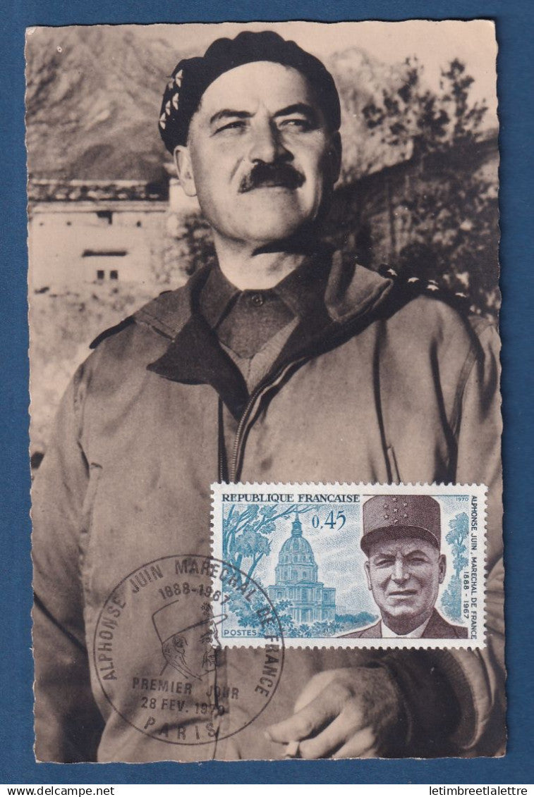 France - FDC - Premier Jour - Carte maximum - Alphonse Juin - 1970