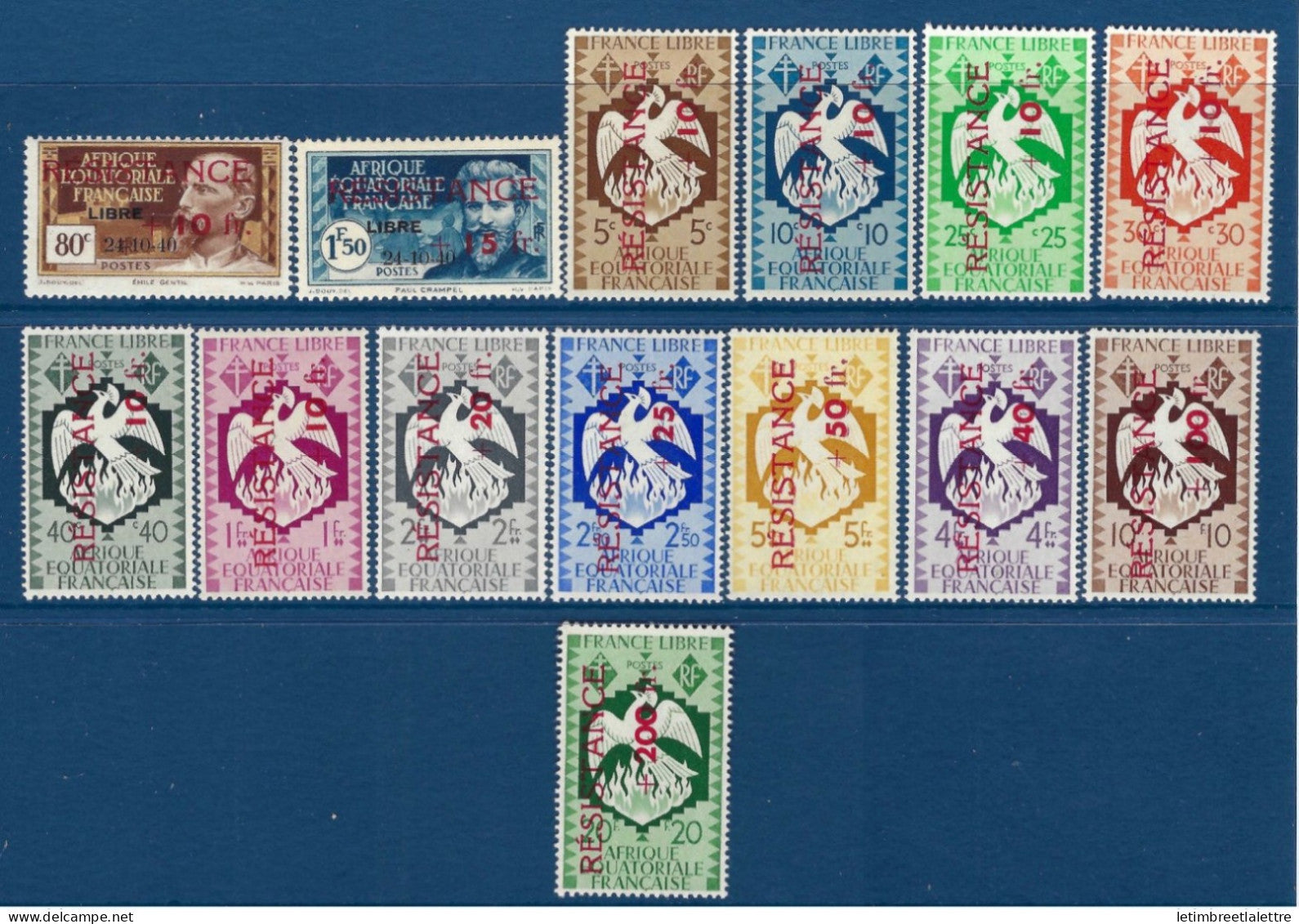 AEF - YT n° 167 à 180 * - Neuf avec charnière - 1944