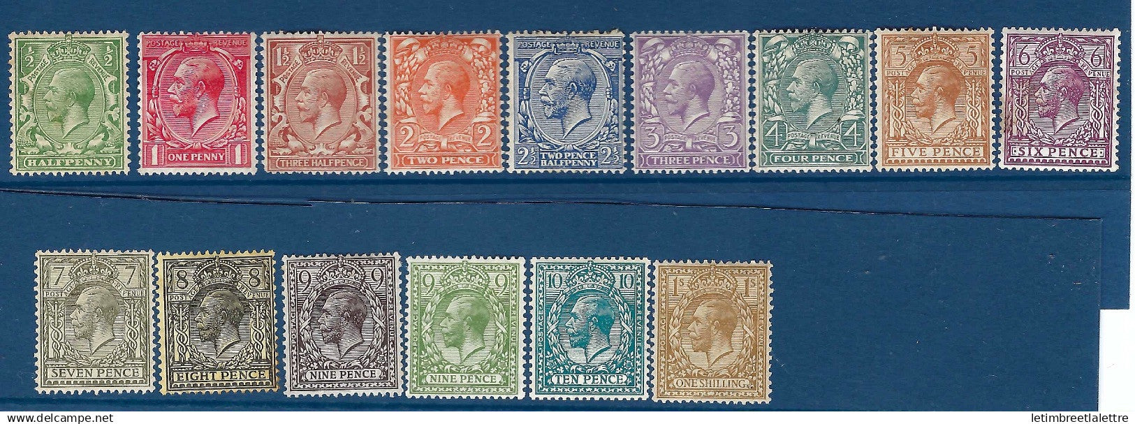 Grande Bretagne - YT n° 139 à 152 * - neuf avec charnière - 1912 1922