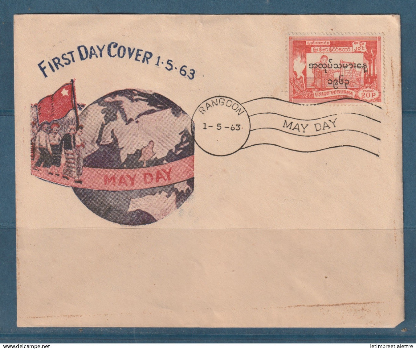 Myanmar - Birmanie - Burma - YT n° 87 - FDC premier jour Journée du travail - May Day - 1 Mai 1963