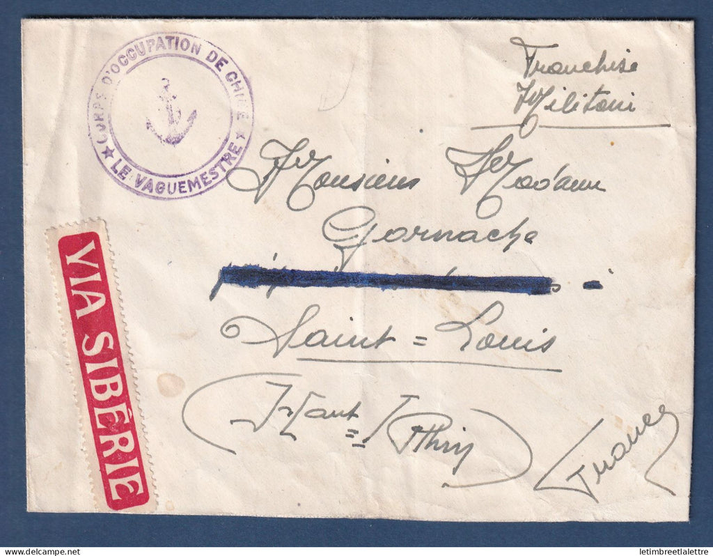 Chine - Corps expéditionnaire de Chine ( Tsin Tsin ) pour Saint Louis ( France ) - Franchise militaire via Sibérie