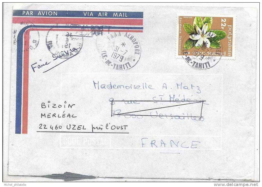 Lettre de tahiti pour la France par Avion