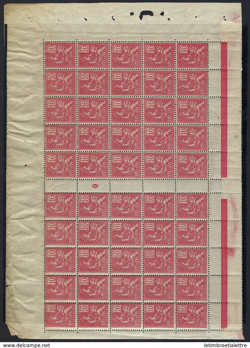 ⭐ France - YT n° 112 ** superbe feuille de 50 avec millésime 0 -  sans charnière TTB - panneau de droite centrage TB ⭐