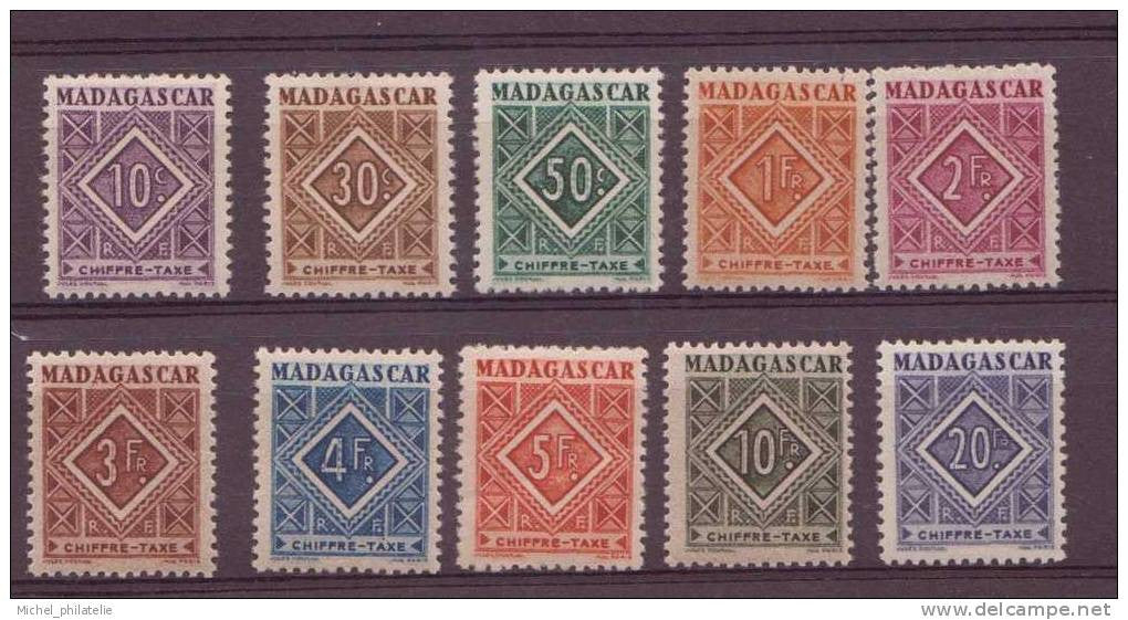 Madagascar - Taxe - YT n° 31 à 40 **  - neuf sans charnière