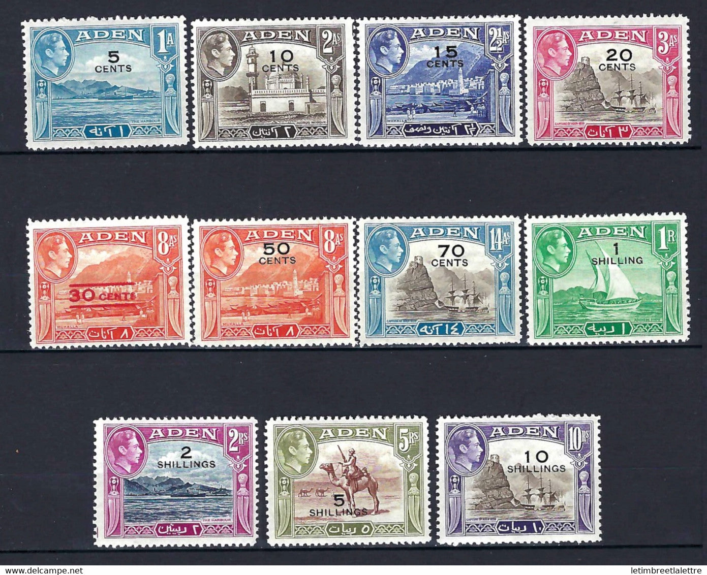 ⭐ Aden - YT n° 36 à 46 * - Neuf avec charnière - 1951 ⭐