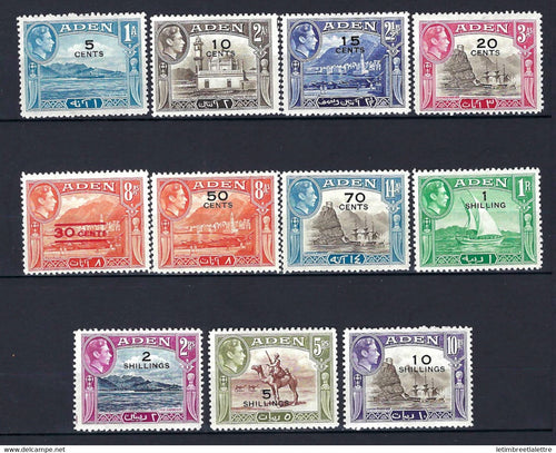⭐ Aden - YT n° 36 à 46 * - Neuf avec charnière - 1951 ⭐