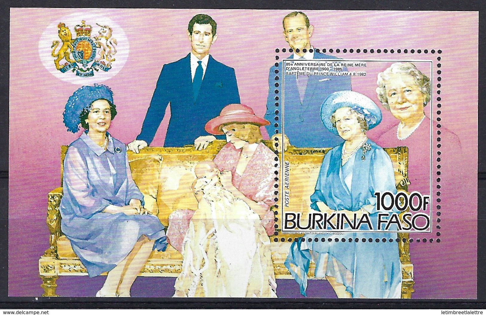 ⭐ Burkina - YT Bloc n° 27 ** Neuf sans charnière - Poste aérienne - 85ème anniversaire de la Reine mère d'Angleterre ⭐
