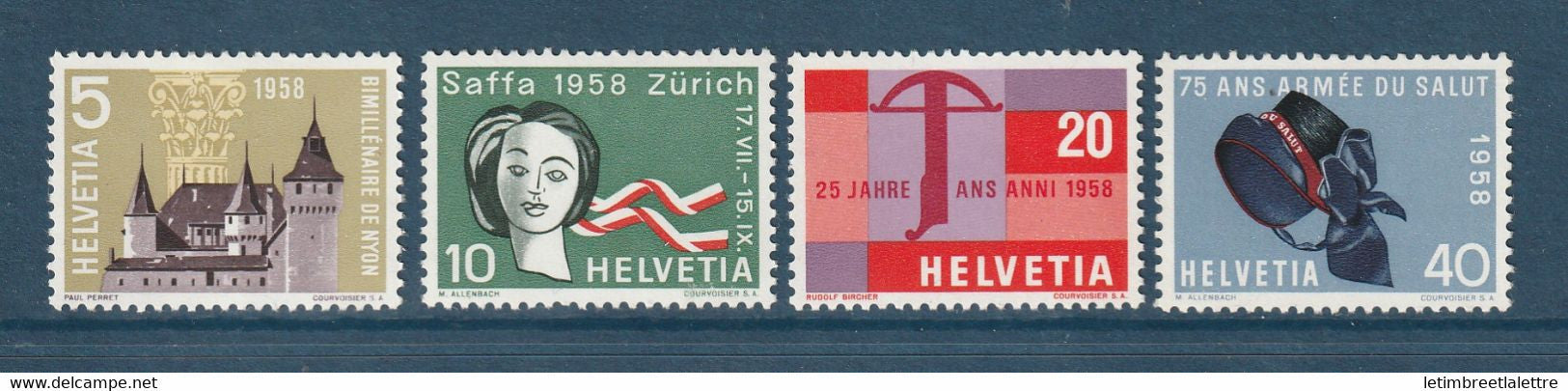 Suisse - YT n° 602 à 605 ** - Neuf sans charnière - 1958