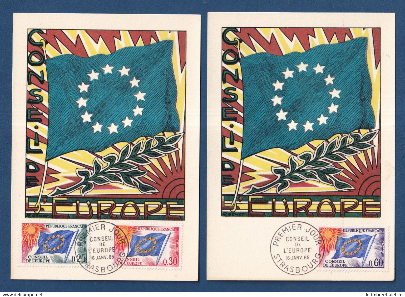 France - FDC - Premier Jouer - Carte maximum - Strasbourg - Conseil de l'Europe - 1971