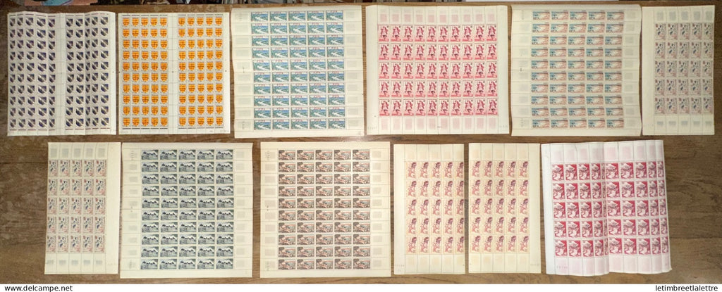 Réunion CFA - feuille - YT nº 307 à 319 ** manque 307 310 313 et 315 - neuf sans charnière - 1957 1959