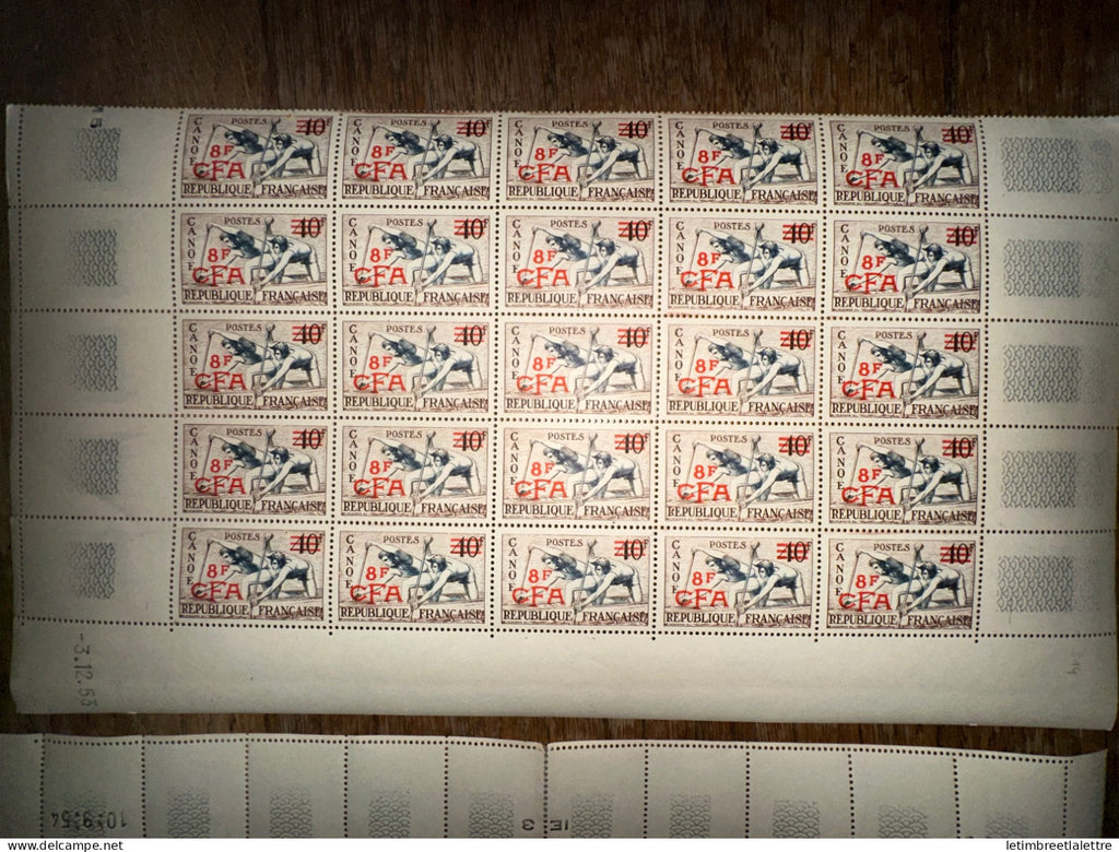 Réunion CFA - feuille - YT nº 307 à 319 ** manque 307 310 313 et 315 - neuf sans charnière - 1957 1959
