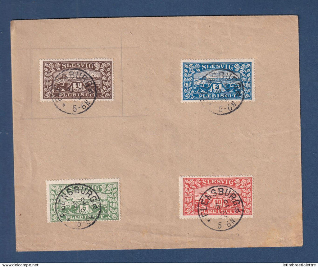 Schleswig - Plébiscite - YT n° 25 à 38 Oblitéré Flensburg sur lettre - 1920