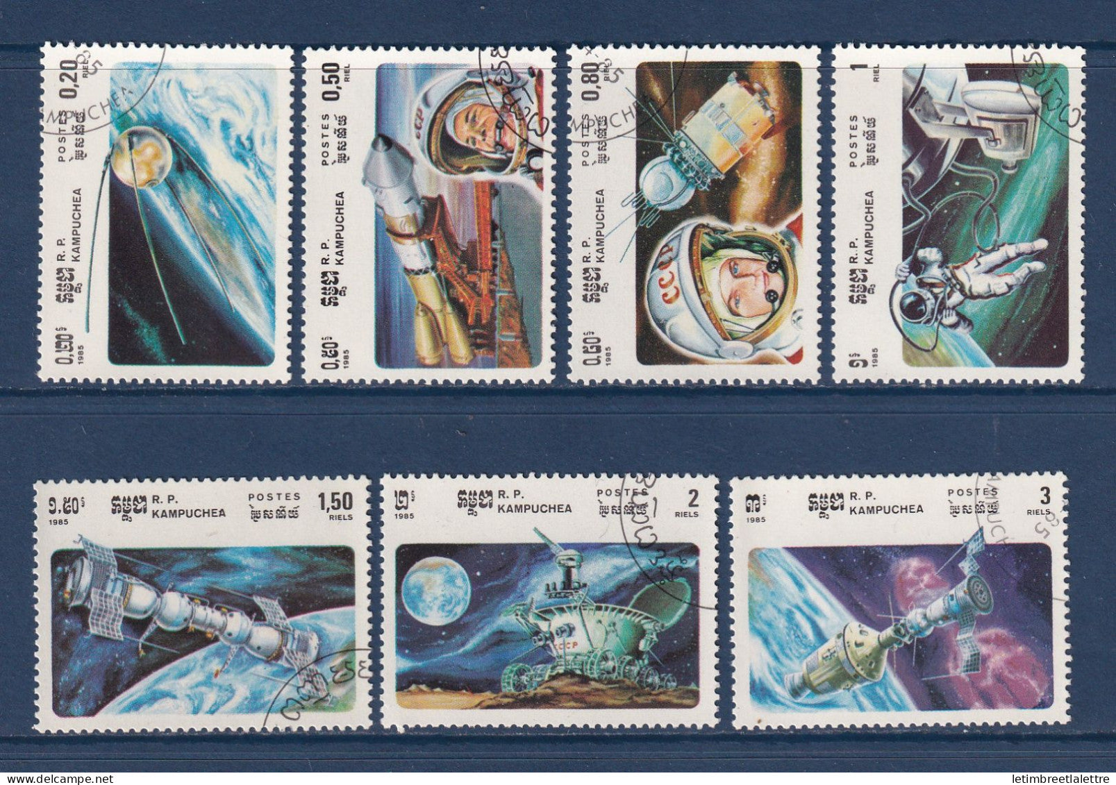 Kampuchéa - YT n° 536 à 542 - Oblitéré - Conquête spatiale - 1985