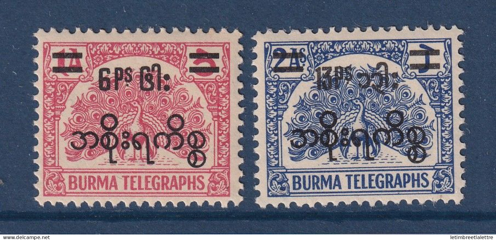 Birmanie - Burma - Télégraphes - SG n° T 16 et T 17 ** - neuf sans charnière