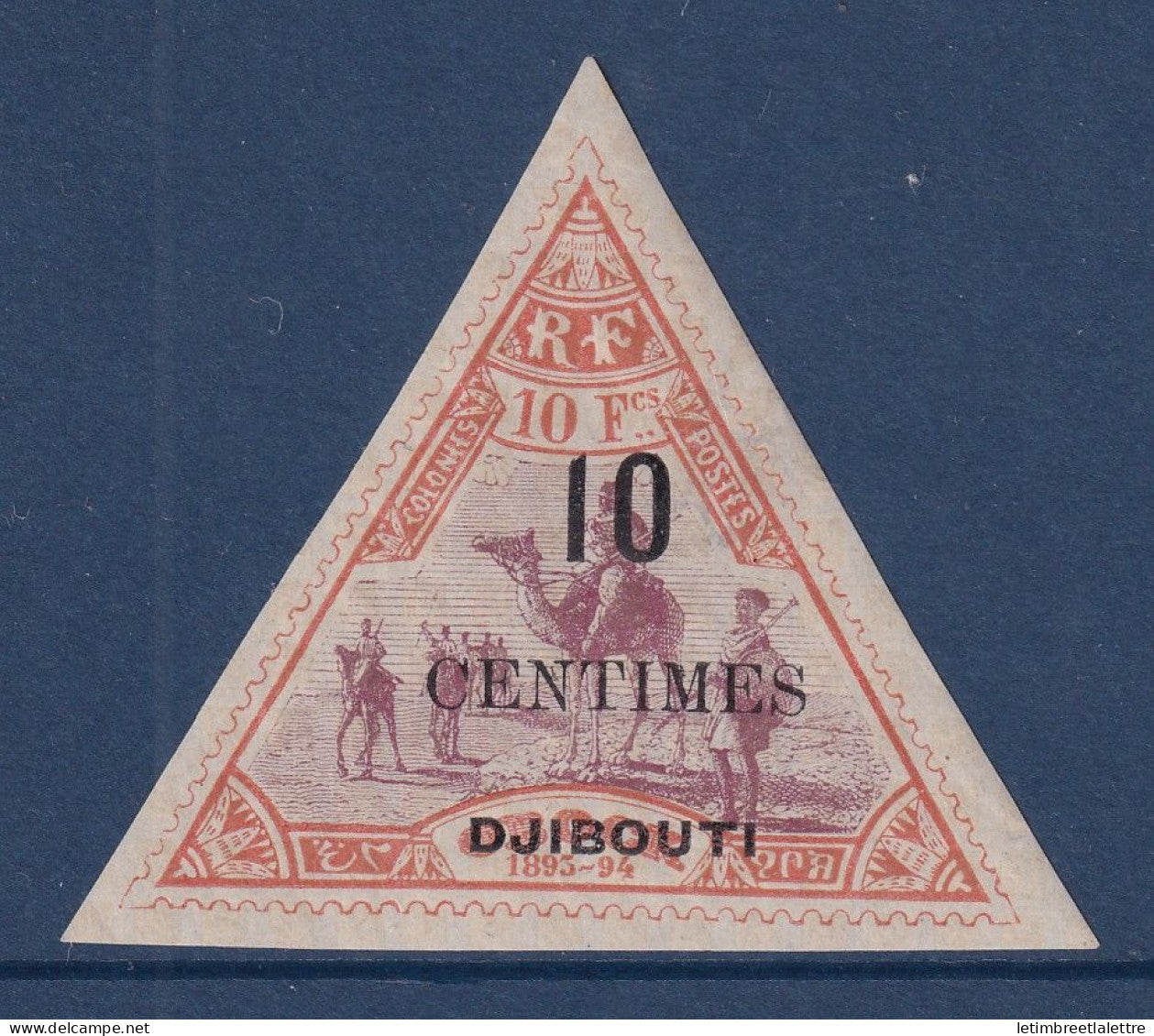 Côte des Somalis - YT n° 33 * - Neuf avec charnière - Signé Brun - Dromadaire - Surcharge 10 centimes Djibouti - 1902
