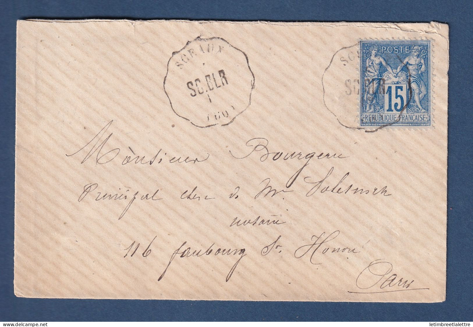 France - type sage - Convoyeur station de Sceaux le 4 septembre 1884 pour Paris