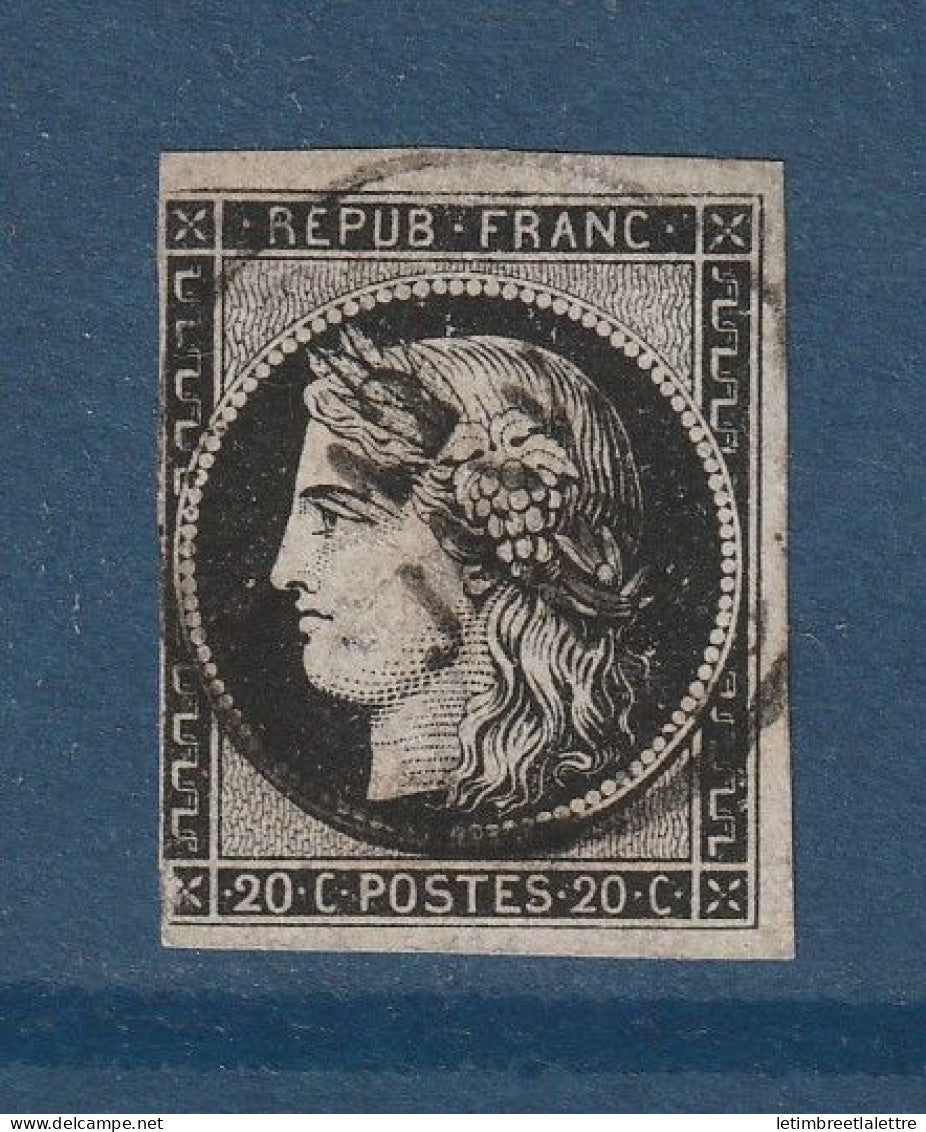 France - YT n° 3 - Oblitéré - dateur du 12 Juin - 1849