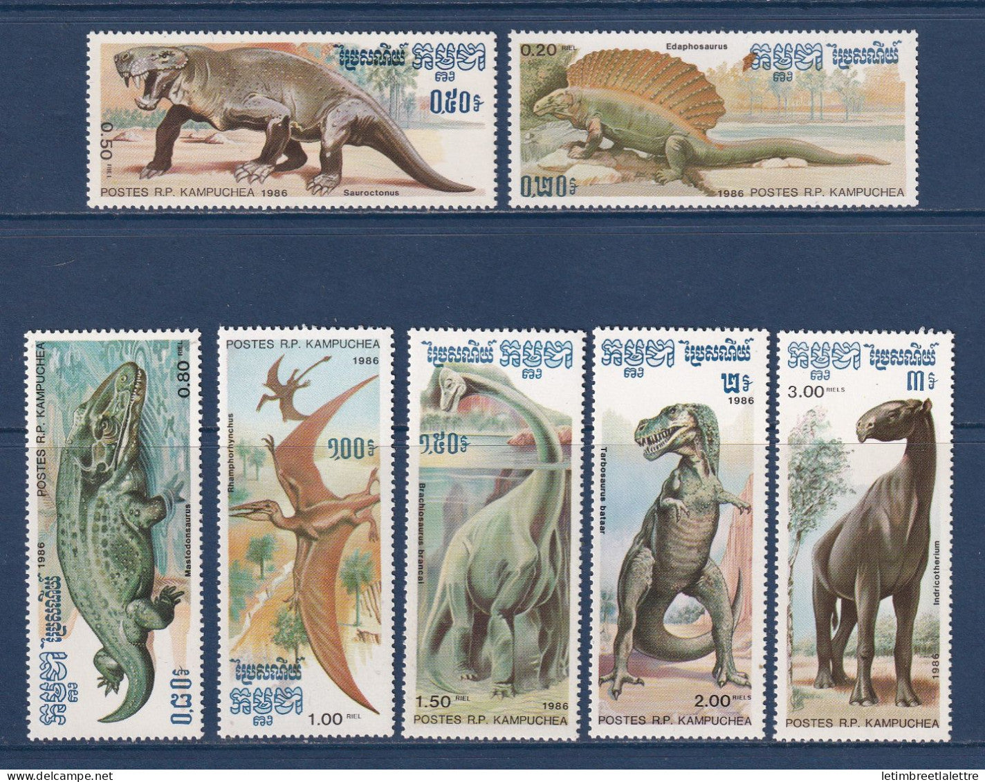 Kampuchéa - YT n° 618 à 624 ** - Neuf sans charnière - Animaux préhistoriques - 1986