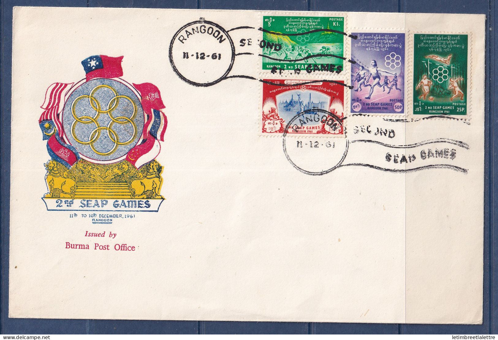 Myanmar - Birmanie - Burma - YT n° 82 à 85 - FDC premier jour 2 nd SEAP GAMES - sports - 1961