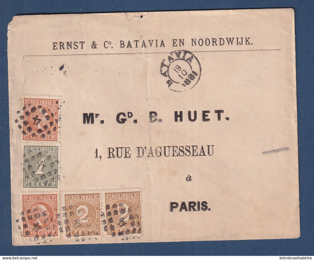 Inde ( Indes Néerlandaises ) - Batavia pour Paris ( France ) 1881