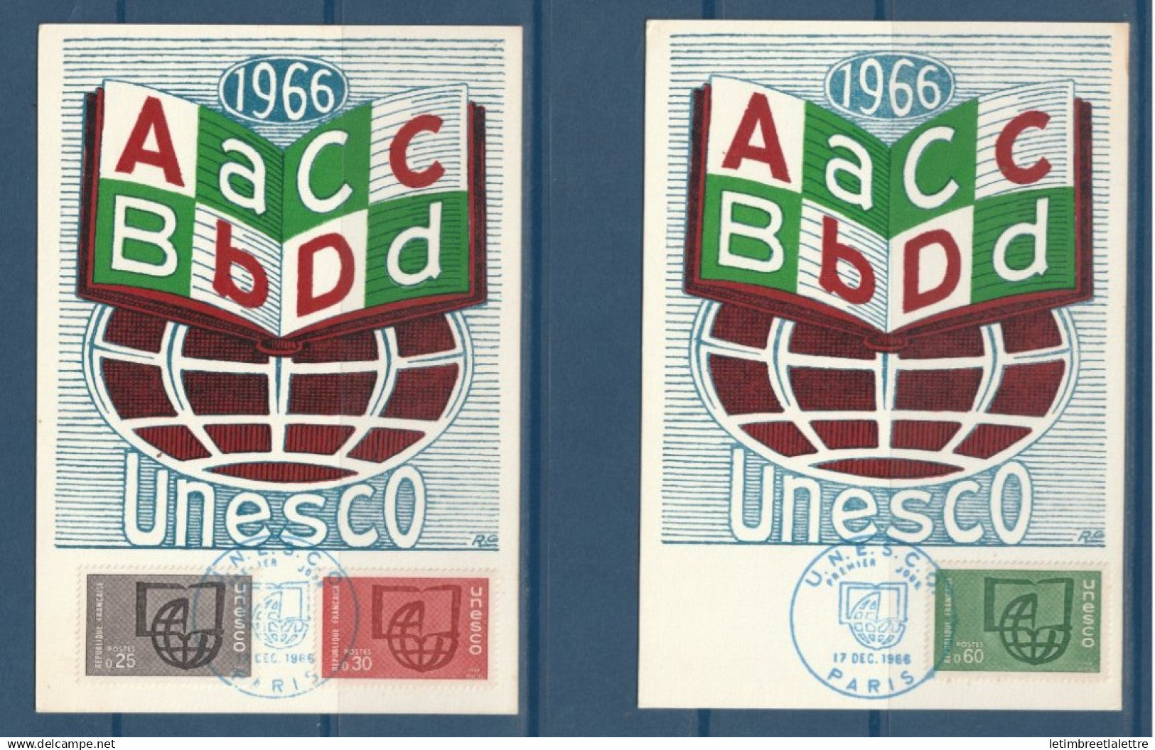 France - carte maximum - premier jour Paris UNESCO - 1966