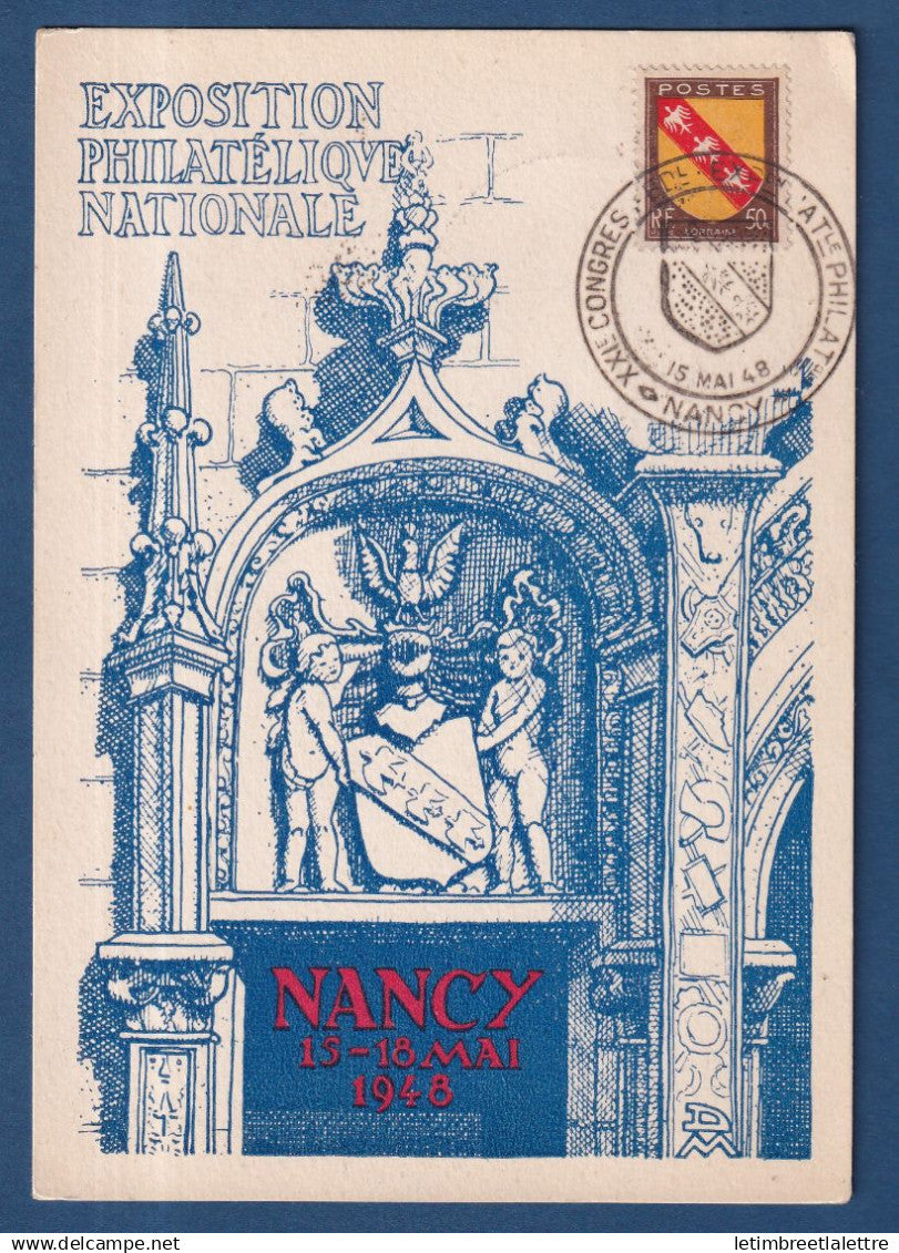 France - Carte maximum - Exposition philatélique nationale de Nancy - 1948