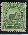 Nouvelle Zélande - N° 87a - Oblitéré - vert jaune - sans fil. - thématique Oiseaux / Birds