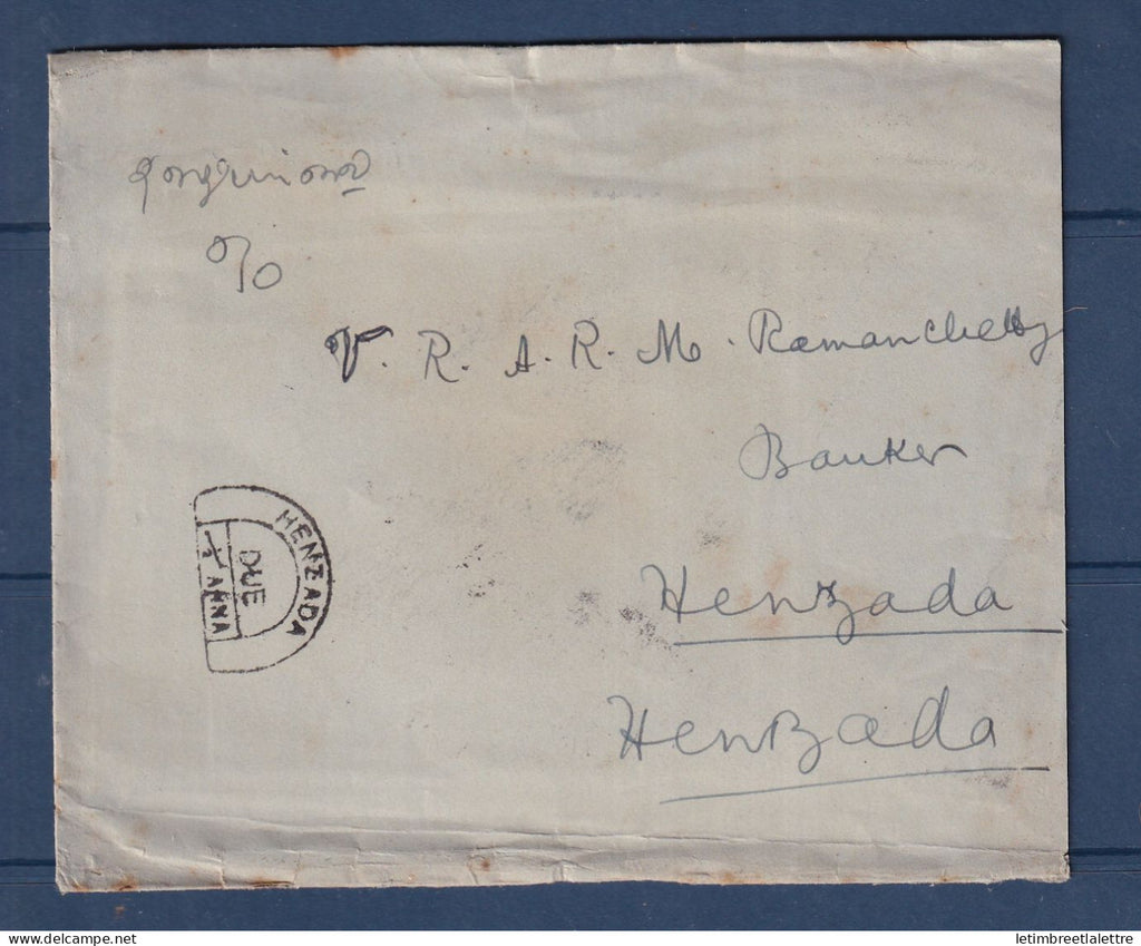 Birmanie Burma - Poste aérienne - Henzada Rangoon - Taxe 1/2 Anna - 1935