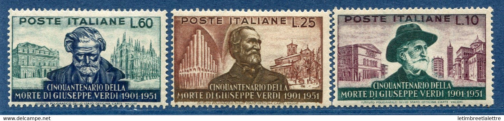 ⭐ Italie  - YT n° 615 à 617 ** - Neuf sans charnière - 1951 ⭐