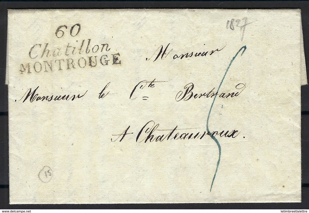 France - Châtillon / Montrouge - très belle double cursive en 1827 - superbe - indice 15