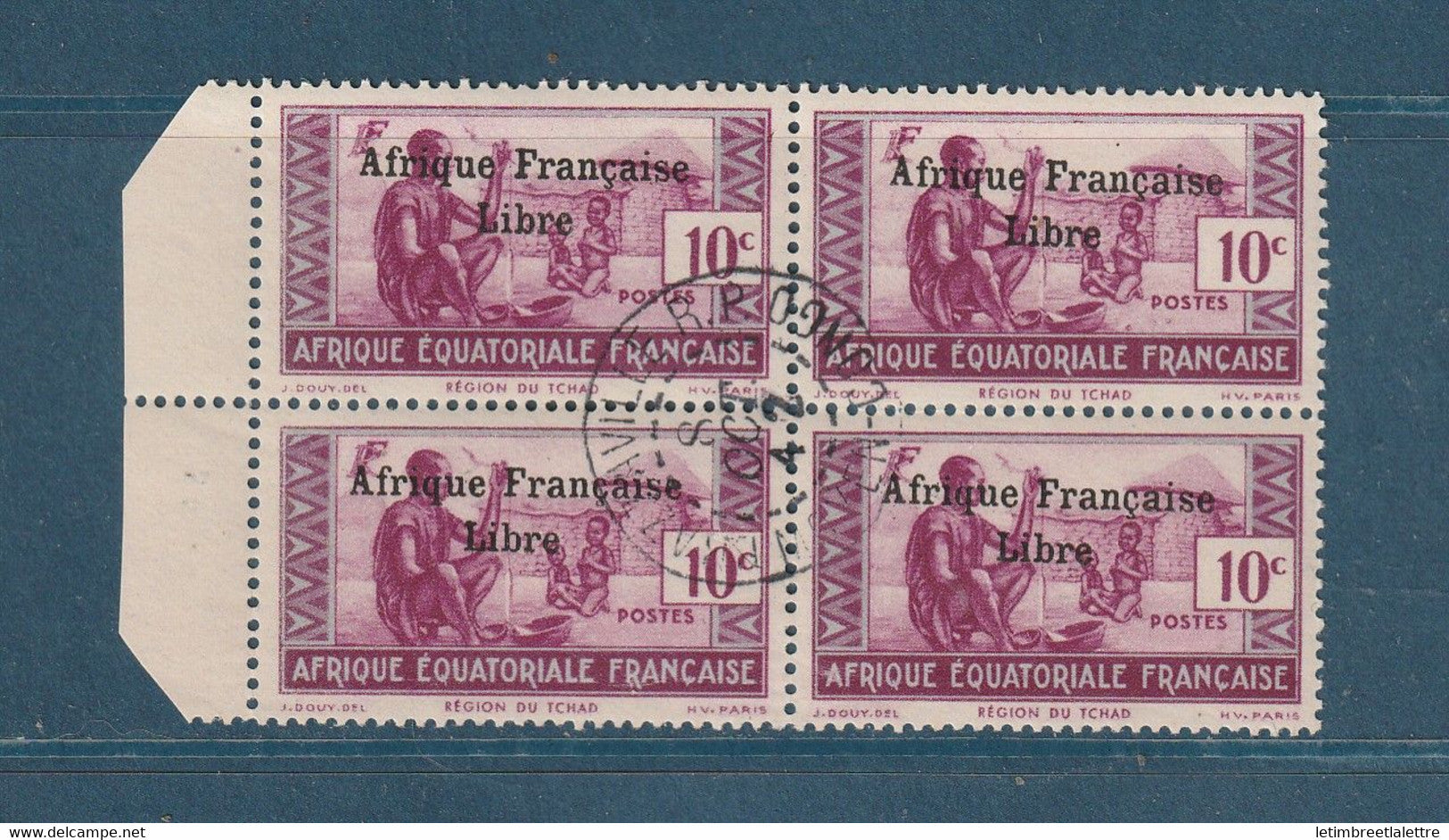 AEF - YT n° 160 c - Oblitéré - surcharge espacée - 1941