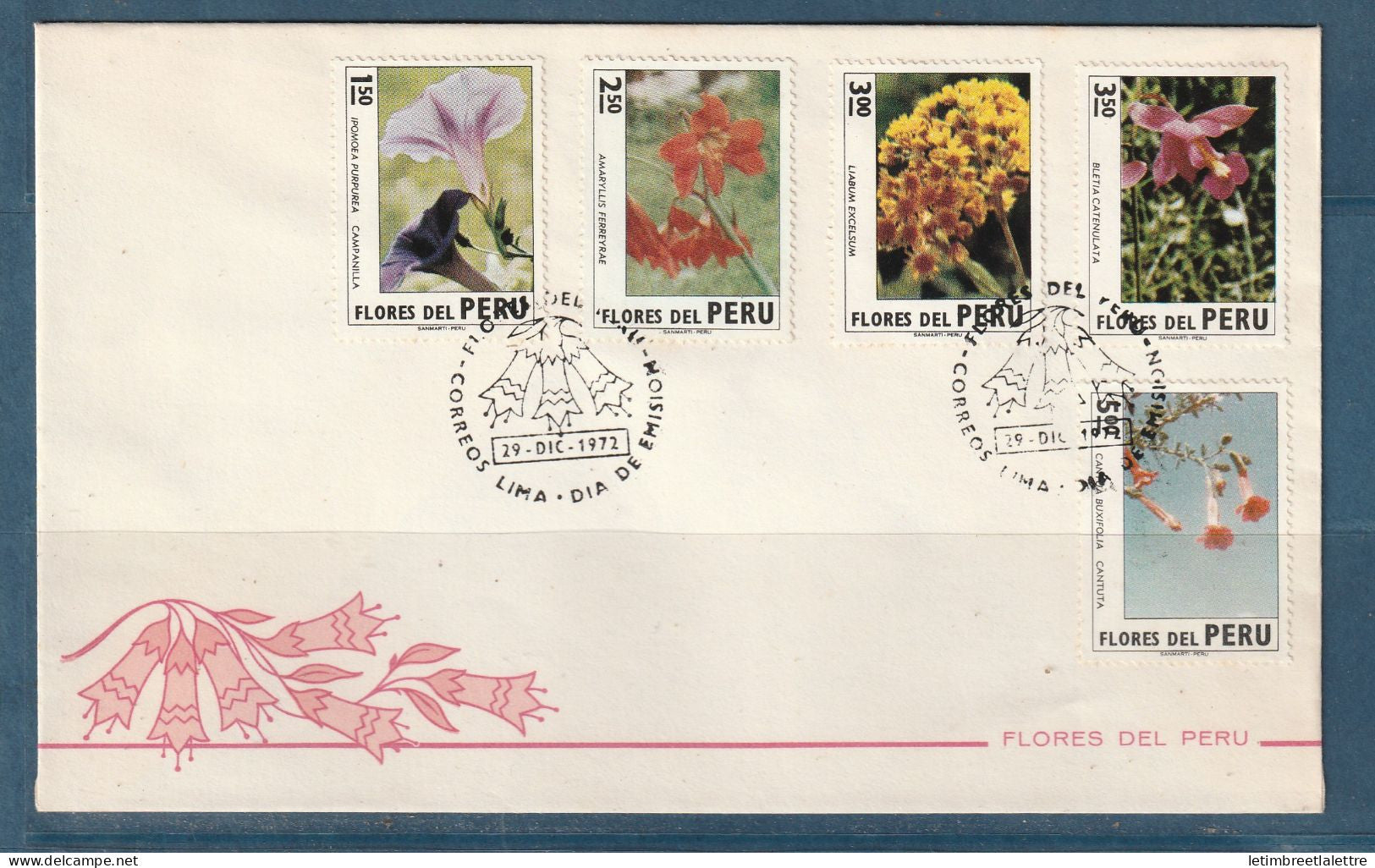 Pérou - Peru - Flores del Peru - FDC premier jour - fleurs - flores - 1972