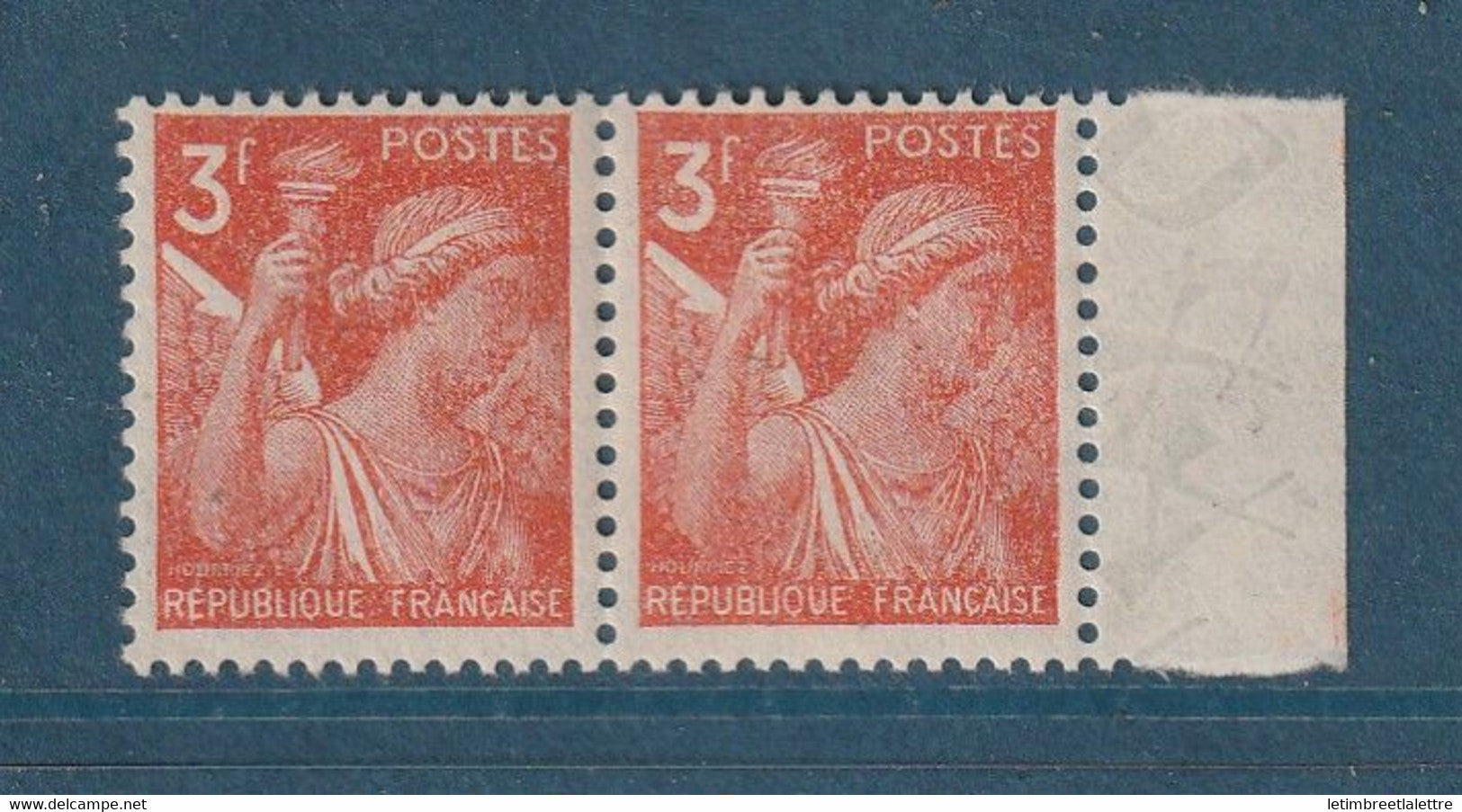France - Variété - YT n° 655 a ** - Neuf sans charnière - Bord de feuille filigrané - 1944