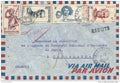Lettre de Tananarive ( Madagascar ) REBUTS, pour Casablanca par avion, affranchie 16 Fr 50