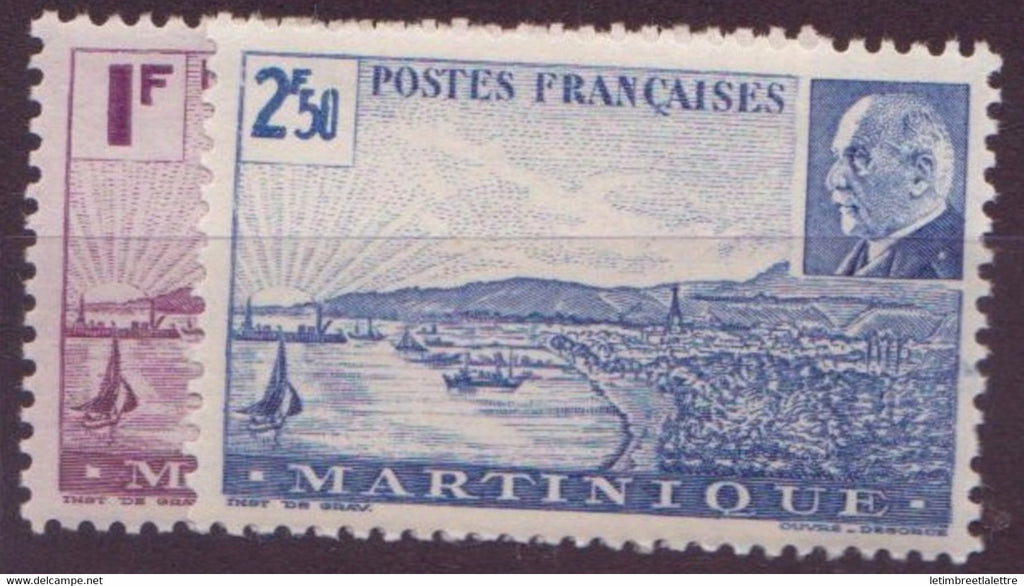 ⭐ Martinique - YT n° 189 et 190 avec 196 à 198 ** - Neuf sans charnière - 1941 / 1944 ⭐