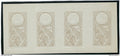 France  Fiscaux - Bistre clair valeur et aigle en relief - Bande de 4 - Epreuve + plus pli accordéon - variété