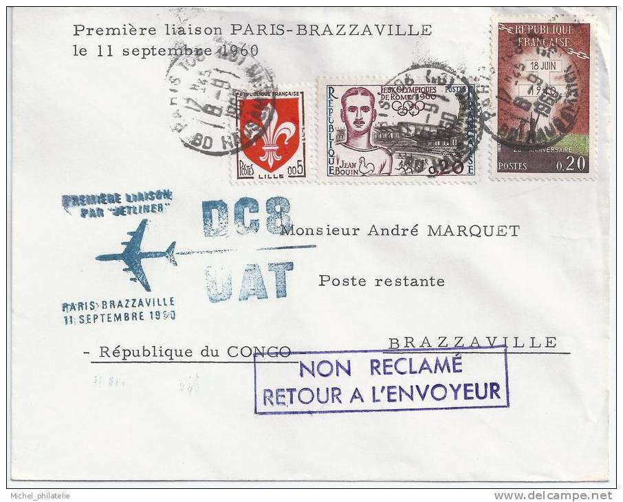 Premiere liaison Paris - Brazzaville, 11 Septembre 1960