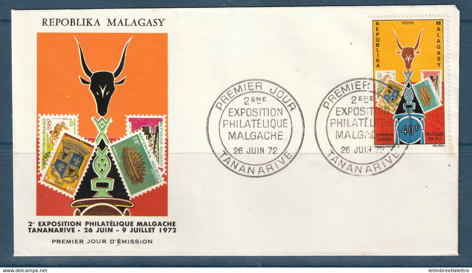 ⭐ Madagascar - FDC - Premier jour - exposition philatélique malgache à Tananarive - 1972 ⭐