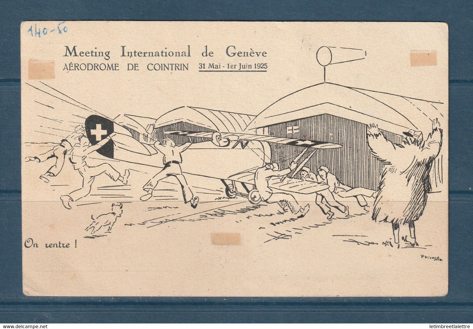 ⭐ Suisse - Aérogramme - Premier vol - Meeting international Genève vignette spatiale sur carte postale Cointrin - 1925 ⭐