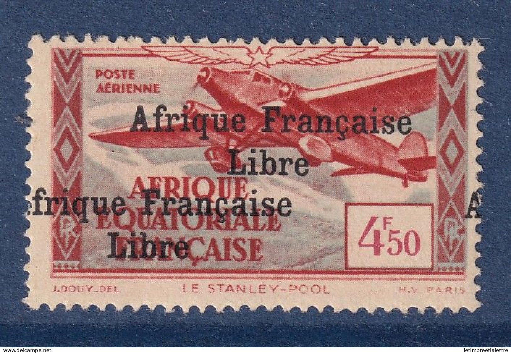 AEF - Poste aérienne - Variété - YT n° 17 a ** - Neuf sans charnière - double Surcharge dont 1 très déplacée - 1940 1941