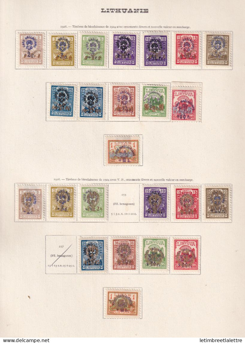 Lituanie - collection à la Page - dont YT n° 237 à 249 * - * Neuf avec charnière - 1926